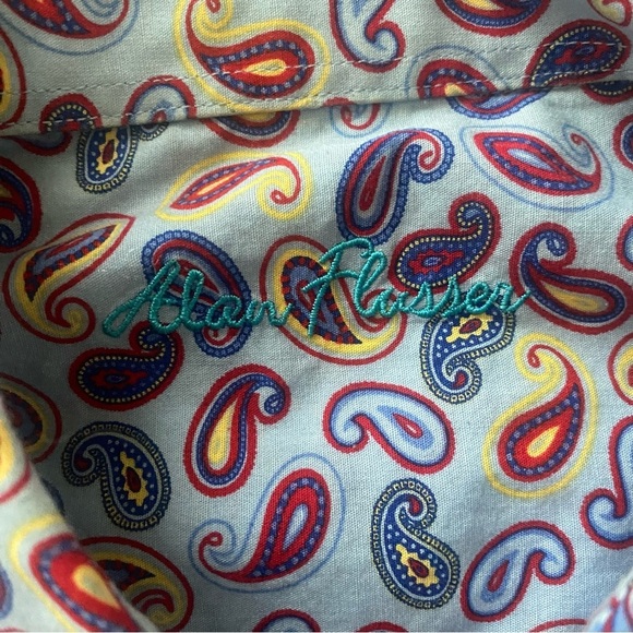 Alan Flusser Mens Shirt XL Multicolor Paisley Printed Long Sleeved Button Down - Picture 2 of 4